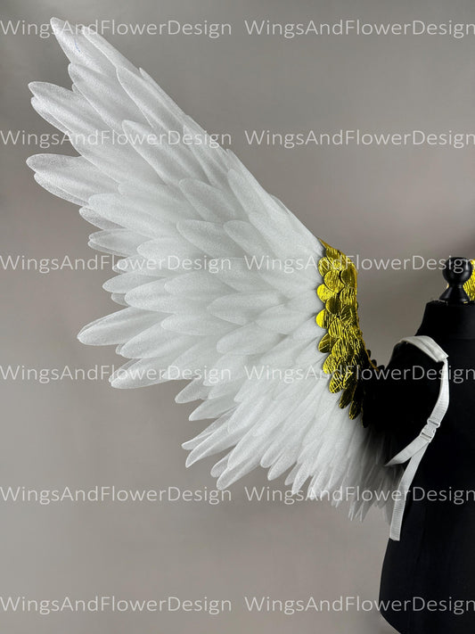 White Gold angel Lucifer Gothic Style wings, Victoria secret angel wings, sexy wings, Christmas Realistic Cosplay Majestic Cosplay Wings