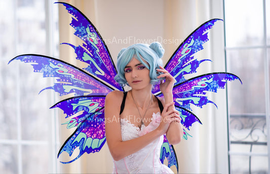 Multicolored wings, blue purple pink elf wings, wings Photo Prop, wedding wings, butterfly fairy wings, fantasy halloween, magical fairy