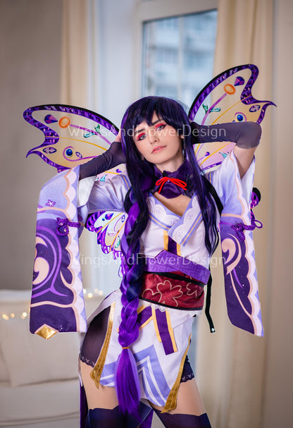 Clear transparent multi-colored multicolored purple swallowtail butterfly elf fairy Princess costume cosplay  Swallowtail halloween wings
