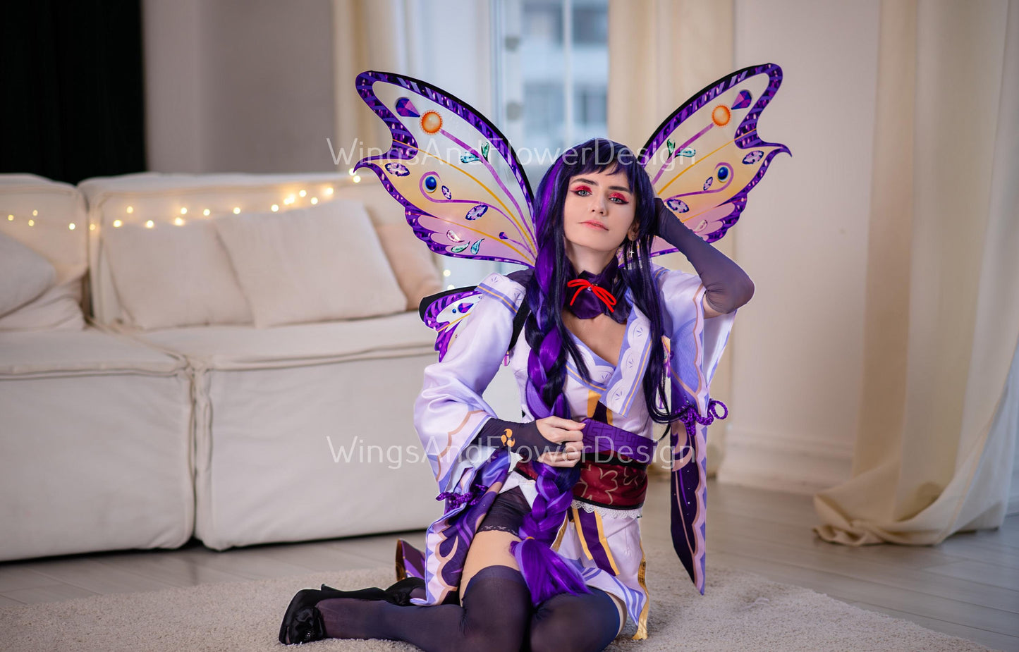 Clear transparent multi-colored multicolored purple swallowtail butterfly elf fairy Princess costume cosplay  Swallowtail halloween wings