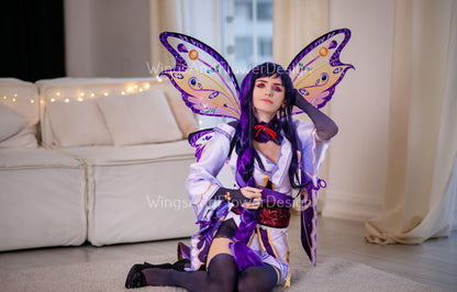 Clear transparent multi-colored multicolored purple swallowtail butterfly elf fairy Princess costume cosplay  Swallowtail halloween wings