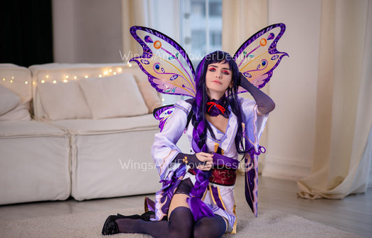 Clear transparent multi-colored multicolored purple swallowtail butterfly elf fairy Princess costume cosplay  Swallowtail halloween wings