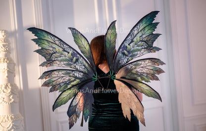 Butterfly brown green forest fairy leaves wings, wings Photo Prop, wedding wings, butterfly magical fairy wings, fantasy halloween