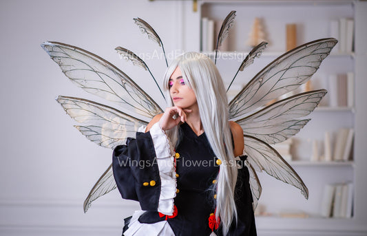 Fantasy butterfly brown gray elf fairy wings, wings Photo Prop, fantasy halloween, magical fairy Carnival Holiday Costume Accessories wings