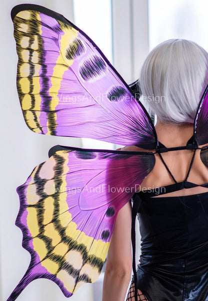 Purple Yellow Swallowtail butterfly wings, butterfly fairy wings, costume wings, Fairy wings, Pink Swallowtail, halloween