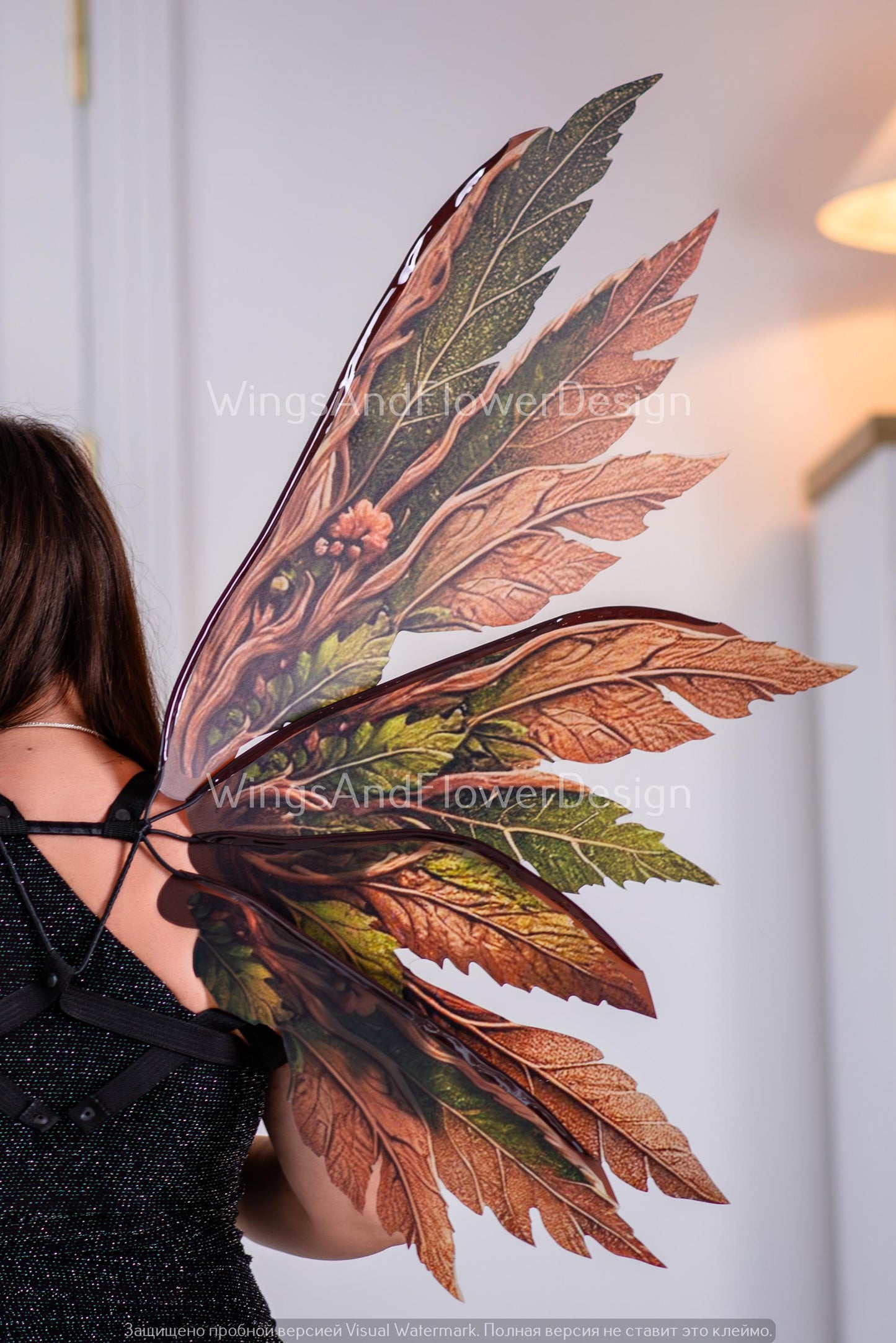 Butterfly green orange yellow brown forest fairy autumn leaves wings Photo Prop, wedding butterfly magical fairy wings, fantasy halloween