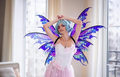 Multicolored wings, blue purple pink elf wings, wings Photo Prop, wedding wings, butterfly fairy wings, fantasy halloween, magical fairy