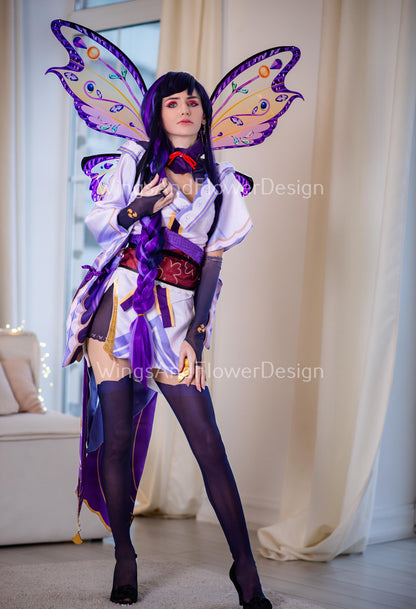 Clear transparent multi-colored multicolored purple swallowtail butterfly elf fairy Princess costume cosplay  Swallowtail halloween wings