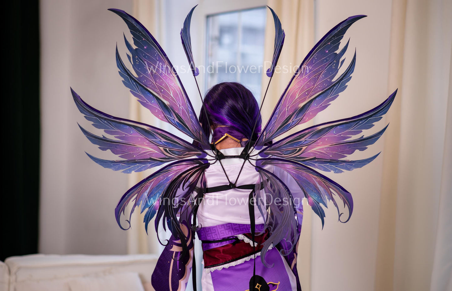 Cosmic butterfly purple lilac night galaxy fairy leaves feather wings, wings Photo Prop, magical fantasy halloween photoshoots themed events