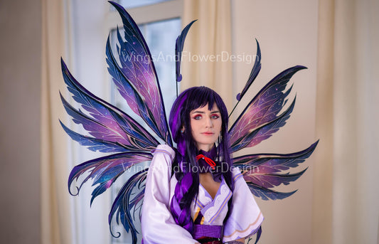 Cosmic butterfly purple lilac night galaxy fairy leaves feather wings, wings Photo Prop, magical fantasy halloween photoshoots themed events