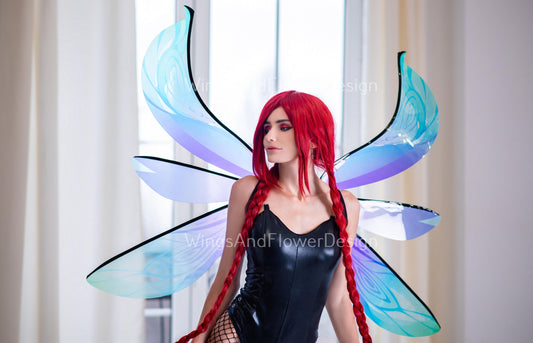 Blue purple green butterfly dragonfly elf  fairy wings, wings Photo Prop, wedding wings, fantasy halloween magical fairy