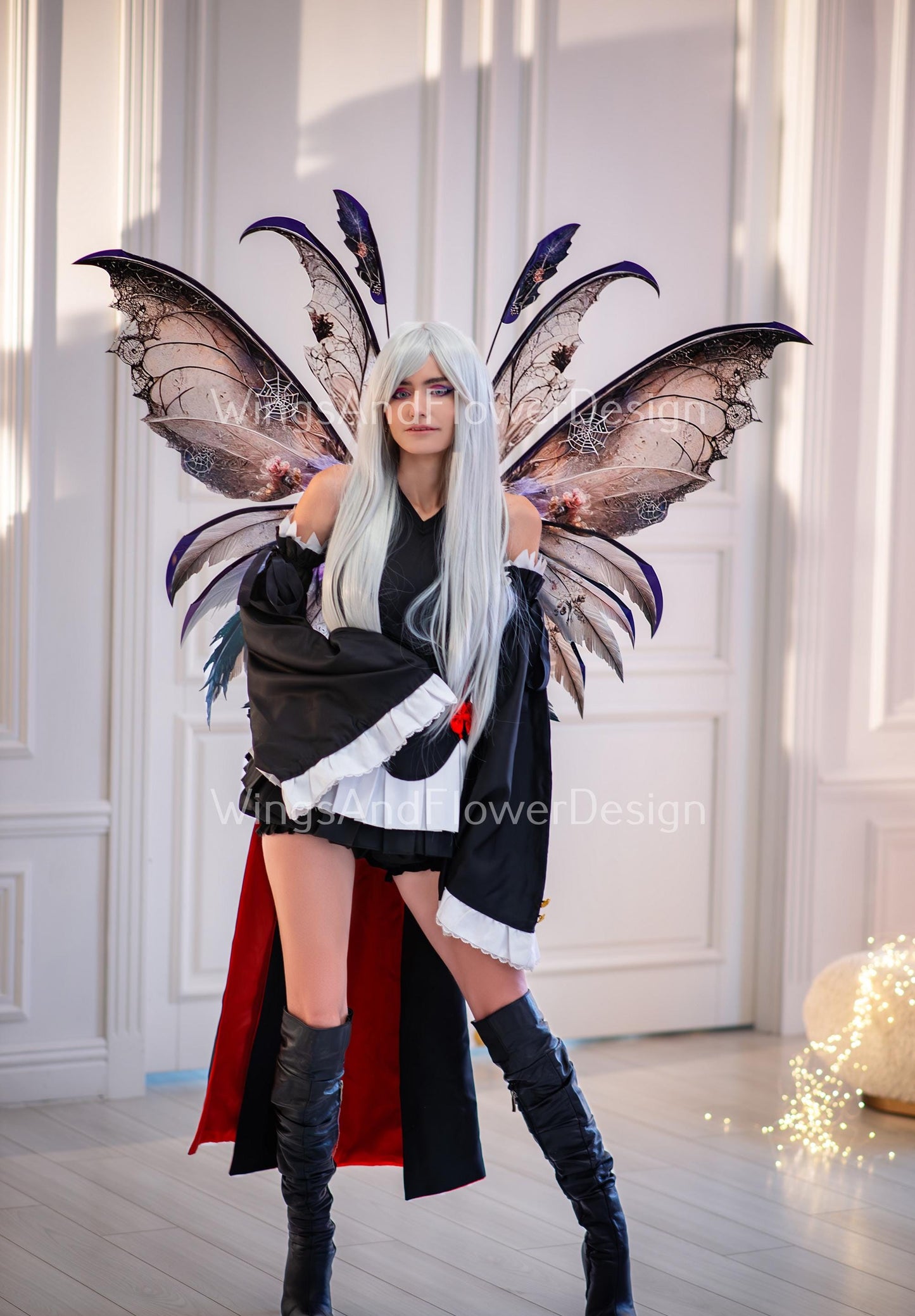 Butterfly purple pink brown black with patterns wings with web Photo Prop, wedding wings, butterfly magical fairy wings, fantasy halloween